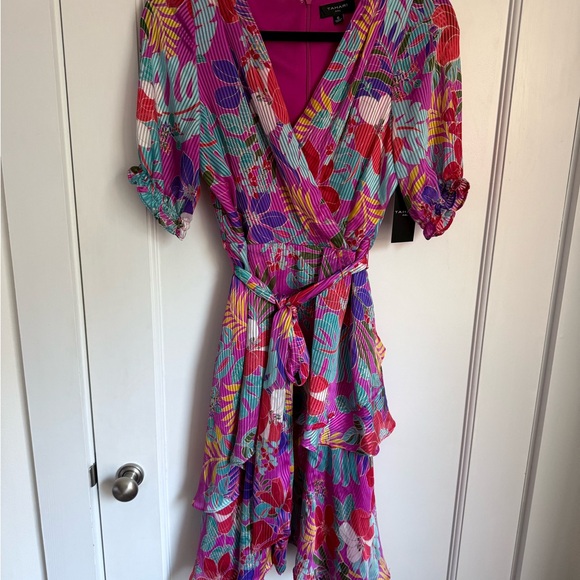 Tahari ASL Pink and Purple Asymmetrical Sundress - Picture 2 of 4